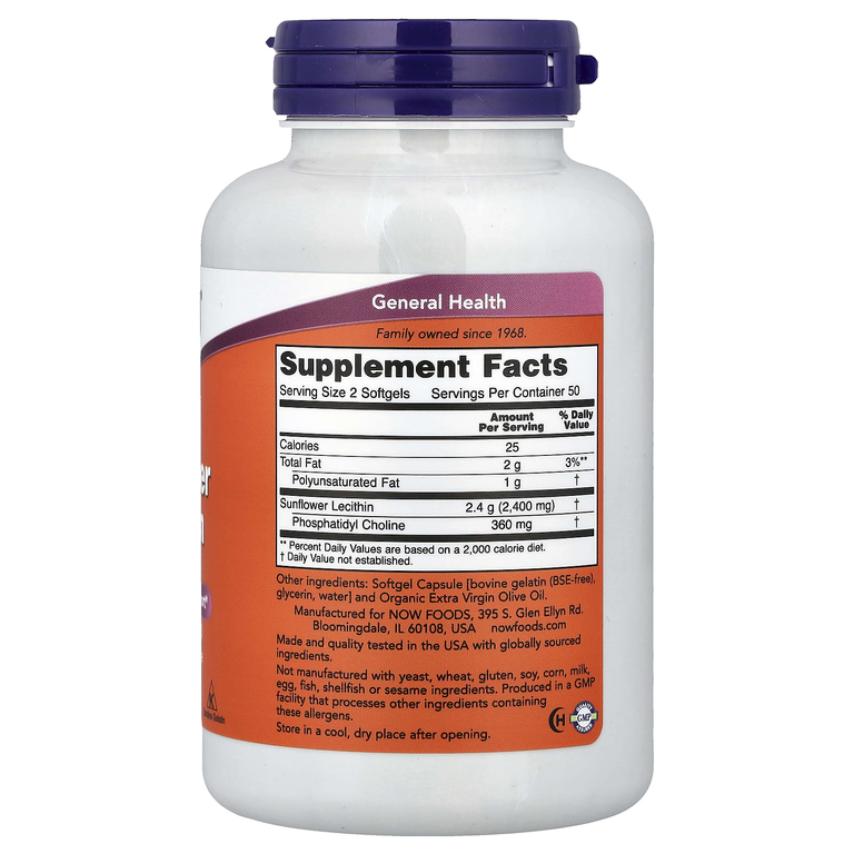 NOW Sunflower Lecithin 1200mcg 100softgels