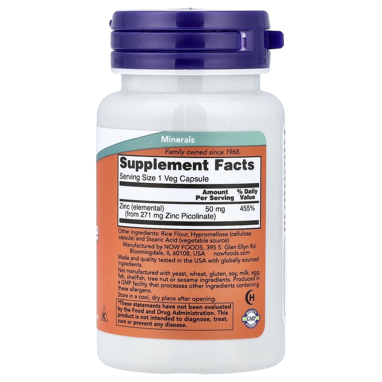 NOW Zinc Picolinate 50mg 60caps